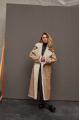 Sheepskin coat made of natural beige sheepskin