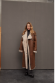 Sheepskin coat made of natural chocolate-colored sheepskin