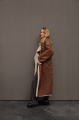 Sheepskin coat made of natural chocolate-colored sheepskin