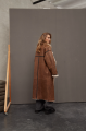 Sheepskin coat made of natural chocolate-colored sheepskin