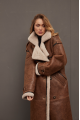 Sheepskin coat made of natural chocolate-colored sheepskin