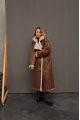 Sheepskin coat made of natural chocolate-colored sheepskin