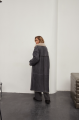 Women's sheepskin coat in VINTAGE style in gray-blue color made of natural sheepskin