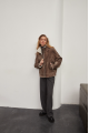 Women's short sheepskin coat in VINTAGE style made of brown natural sheepskin