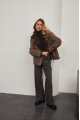 Short suede sheepskin coat in VINTAGE style made of natural brown sheepskin