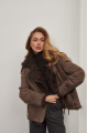 Short suede sheepskin coat in VINTAGE style made of natural brown sheepskin