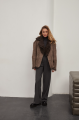 Short suede sheepskin coat in VINTAGE style made of natural brown sheepskin