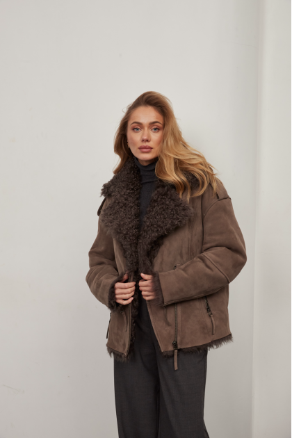 Suede sheepskin coat in VINTAGE style