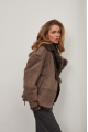 Short suede sheepskin coat in VINTAGE style made of natural brown sheepskin