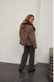 Short suede sheepskin coat in VINTAGE style made of natural brown sheepskin