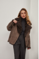 Short suede sheepskin coat in VINTAGE style made of natural brown sheepskin