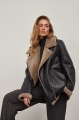 Stylish sheepskin coat made of natural graphite-colored sheepskin in VINTAGE style