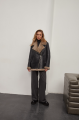 Stylish sheepskin coat made of natural graphite-colored sheepskin in VINTAGE style