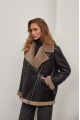 Stylish sheepskin coat made of natural graphite-colored sheepskin in VINTAGE style