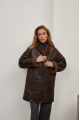 Women's VINTAGE style chocolate-colored sheepskin coat