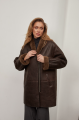 Women's VINTAGE style chocolate-colored sheepskin coat