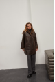 Women's VINTAGE style chocolate-colored sheepskin coat