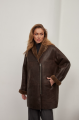 Women's VINTAGE style chocolate-colored sheepskin coat