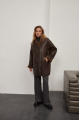 Women's VINTAGE style chocolate-colored sheepskin coat