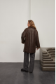 Women's VINTAGE style chocolate-colored sheepskin coat