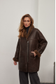 Women's VINTAGE style chocolate-colored sheepskin coat