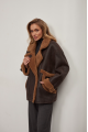 A stylish chocolate-colored sheepskin coat made of natural sheepskin