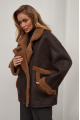 A stylish chocolate-colored sheepskin coat made of natural sheepskin