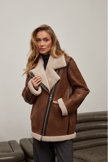 Women's red sheepskin coat