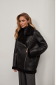 Women's sheepskin coat made of black natural sheepskin in VINTAGE style