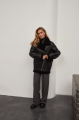 Women's sheepskin coat made of black natural sheepskin in VINTAGE style