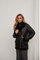 Women's sheepskin coat made of black natural sheepskin in VINTAGE style