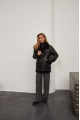 Women's sheepskin coat made of black natural sheepskin in VINTAGE style