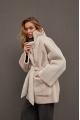 Stylish sheepskin coat in the OVERSIZE style made of natural cream-colored sheepskin