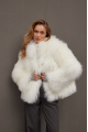 Women's white sheepskin coat made of natural llama