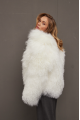 Women's white sheepskin coat made of natural llama