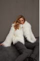 Women's white sheepskin coat made of natural llama