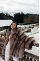 Brown fox fur coat