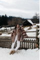 Brown fox fur coat