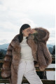 Brown fox fur coat