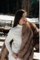 Brown fox fur coat