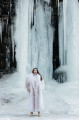 Long white fox fur coat with beige highlights