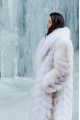 Long white fox fur coat with beige highlights