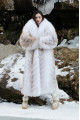 Long white fox fur coat with beige highlights