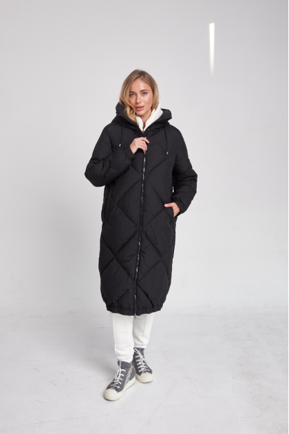 Black long women's down jacket