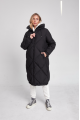 Black long women's down jacket with natural filler