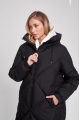 Black long women's down jacket with natural filler