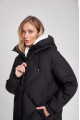 Black long women's down jacket with natural filler