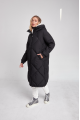 Black long women's down jacket with natural filler