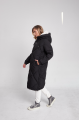 Black long women's down jacket with natural filler