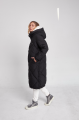 Black long women's down jacket with natural filler